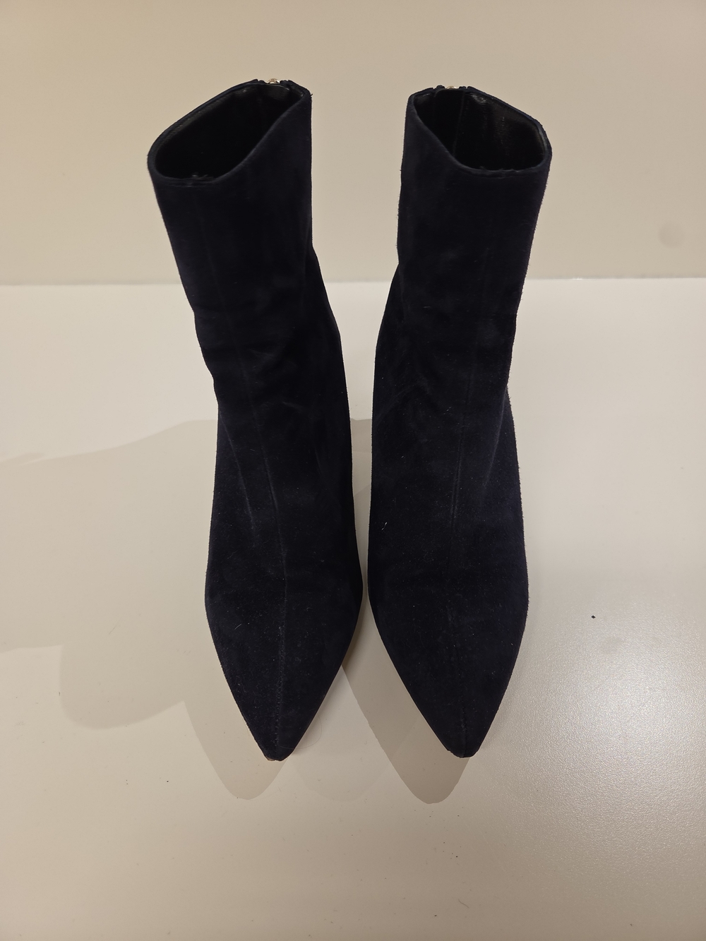 Club Monaco NAVY Suede Pointed-Toe Ankle Booties